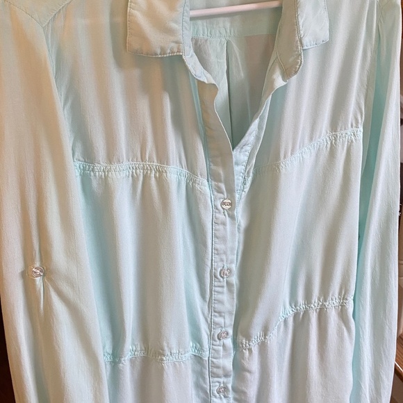 Anthropologie Cloth & Stone Button Down Light Aqua Shirt Size Large - Picture 7 of 13
